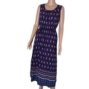 LAP Los Angeles Project maxi dress SZ L Navy blue red white lightweight SZ L